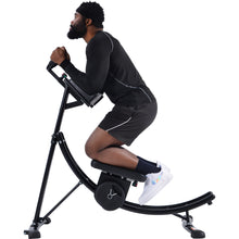 Load image into Gallery viewer, 440LBS Deluxe ab machine Folding abdominal crunch coaster Max ab workout equipment for home workouts with Kettlebell style resistance block,black