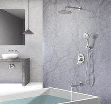 Load image into Gallery viewer, Tub Shower Faucets Sets Complete Bathtub Faucet Set Brushed Nickel Bathtub Shower System with Tub Spout, Bathroom Tub and Shower Faucet Combo Trim Kit with Rough-in Valve