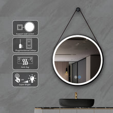 Load image into Gallery viewer, 24 Inch Black Round Frame with Lamp Hanging Bathroom Mirror