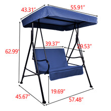 Load image into Gallery viewer, 2-Seat Outdoor Patio Porch Swing Chair, Porch Lawn Swing With Removable Cushion And Convertible Canopy, Blue