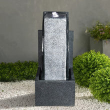 Load image into Gallery viewer, 24.4inches Cascading Water Fountain with Led Lights Indoor/Outdoor Modern Sphere & Column Water Feature for Office Home Garden Patio Decor