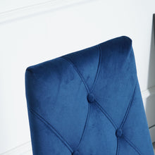 Load image into Gallery viewer, Modern luxury home furniture dinning room chairs chrome legs Blue velvet fabric dining chairs(Set of 2)