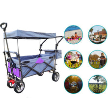 Load image into Gallery viewer, Push & Pull Utility Folding Wagon with Removable Canopy