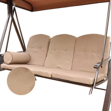 Load image into Gallery viewer, 3-Seat Outdoor Patio Porch Swing Chair, Adjustable Canopy Swing Glider with Weather Resistant Steel Frame, Adjustable Tilt Canopy,Removable Cushions and Pillow Included for Backyard,Beige