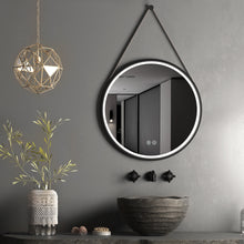 Load image into Gallery viewer, 24 Inch Black Round Frame with Lamp Hanging Bathroom Mirror