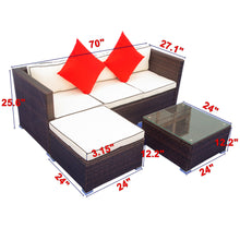 Load image into Gallery viewer, 3 Piece Patio Sectional Wicker Rattan Outdoor Furniture Sofa Set