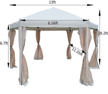Load image into Gallery viewer, 13 Ft. W x 13 Ft. D x 9.2ft Pop-Up Gazebo Tent Outdoor Canopy Hexagonal Canopies Gazebos & Pergolas 6 Sided for Patio Garden Backyard Sun Shelter BBQ Garden Events with Strong Steel Frame Storage Bag