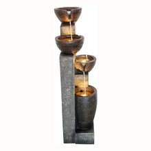 Load image into Gallery viewer, 4-Tier Pots Outdoor Floor Fountain Outdoor Water Fountain for Garden with LED