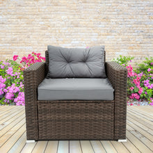 Load image into Gallery viewer, 6 Piece Patio Rattan Wicker Outdoor Furniture Conversation Sofa Set with Removeable Cushions and Temper glass TableTop
