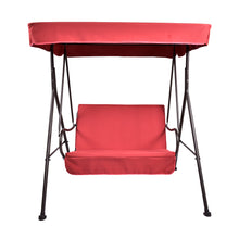 Load image into Gallery viewer, 2-Seat Outdoor Patio Porch Swing Chair, Porch Lawn Swing With Removable Cushion And Convertible Canopy, Brown Red