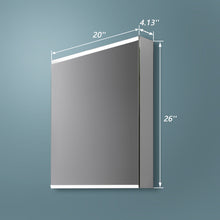 Load image into Gallery viewer, 20\'\'x 26\'\'LED Lighted Bathroom Medicine Cabinet with Mirror, Surface Lighted Medicine Cabinet,Dimmable,Adjustable Shelves,Intelligent Switch Medicine Cabinet, Aluminum Frame,Left opening door