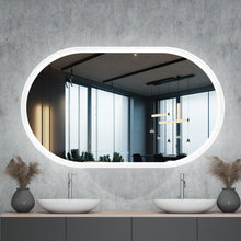 Load image into Gallery viewer, 24*40 Inch Bathroom Mirror with Lights, Anti Fog Dimmable LED Mirror for Wall Touch Control, Frameless Oval Smart Vanity Mirror Horizontal Hanging