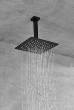 Load image into Gallery viewer, 16 Inches Matte Black Shower Set System Bathroom Luxury Rain Mixer Shower Combo Set Ceiling Mounted Rainfall Shower Head Faucet (Contain Shower Faucet Rough-In Valve Body and Trim)