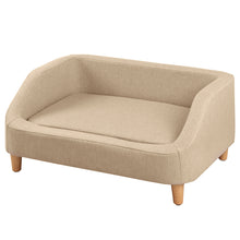 Load image into Gallery viewer, 32" Beige Pet Sofa, Dog Sofa, Cat sofa, Cat Bed, Pet Bed, Dog Bed, Cat Bed, rectangle sofa with movable cushion, with wood style foot