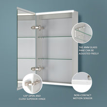 Load image into Gallery viewer, 20\'\'x 26\'\'LED Lighted Bathroom Medicine Cabinet with Mirror, Surface Lighted Medicine Cabinet,Dimmable,Adjustable Shelves,Intelligent Switch Medicine Cabinet, Aluminum Frame,Left opening door