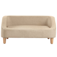 Load image into Gallery viewer, 32" Beige Pet Sofa, Dog Sofa, Cat sofa, Cat Bed, Pet Bed, Dog Bed, Cat Bed, rectangle sofa with movable cushion, with wood style foot