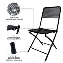 Load image into Gallery viewer, 3-Piece Patio Bistro Set, Metal Folding Outdoor Patio Furniture Sets, Stainless Steel Patio Conversation Set with Folding Patio Round Table and Chairs for Yard, Garden or Balcony