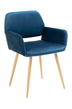 Load image into Gallery viewer, Velet Upholstered Side Dining Chair with Metal Leg(Blue velet+Beech Wooden Printing Leg),KD backrest