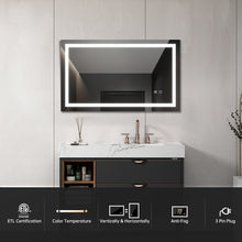 Load image into Gallery viewer, 40*24 LED Lighted Bathroom Wall Mounted Mirror with High Lumen+Anti-Fog Separately Control+Dimmer Function