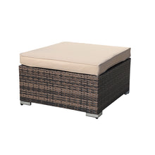 Load image into Gallery viewer, 4-Piece Patio Wicker Furniture Set Outdoor Rattan Sectional Sofa, All-Weather Brown Wicker Rattan Chair with Tempered Glass Table