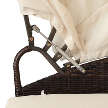 Load image into Gallery viewer, TOPMAX Patio Furniture Round Outdoor Sectional Sofa Set Rattan Daybed Sunbed with Retractable Canopy, Separate Seating and Removable Cushion (Beige)