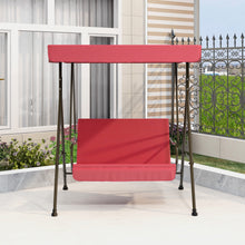 Load image into Gallery viewer, 2-Seat Outdoor Patio Porch Swing Chair, Porch Lawn Swing With Removable Cushion And Convertible Canopy, Brown Red