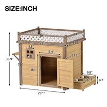 Load image into Gallery viewer, 31.5” Wooden Dog House Puppy Shelter Kennel Outdoor & Indoor Dog crate, with Flower Stand, Plant Stand, With Wood Feeder