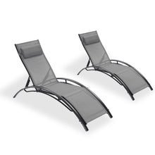 Load image into Gallery viewer, 2 PCS Set Chaise Lounge Outdoor Lounge Chair Lounger Recliner Chair For Patio Lawn Beach Pool Side Sunbathing