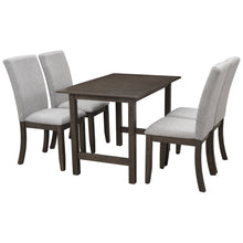 Load image into Gallery viewer, TOPMAX Farmhouse 5-Piece Wood Dining Table Set for 4, Kitchen Furniture Set with 4 Upholstered Dining Chairs for Small Places, Gray Table+Gray Chair