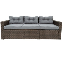 Load image into Gallery viewer, 6 Piece Patio Rattan Wicker Outdoor Furniture Conversation Sofa Set with Removeable Cushions and Temper glass TableTop