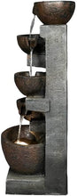 Load image into Gallery viewer, Rustic Outdoor Floor Water Fountain With Light LED Cascading Tipping Jugs For Yard Garden Patio Deck Home
