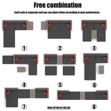 Load image into Gallery viewer, 10 Pieces Outdoor Patio Garden Brown Wicker Sectional Conversation Sofa Set with Black Cushions and Red Pillows,w/ Furniture Protection Cover