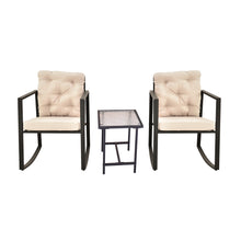 Load image into Gallery viewer, 3 Pieces Patio Set Outdoor Patio Furniture Sets Modern Rocking Chair Furniture Sets Clearance Cushioned Chairs Conversation Sets with Coffee Table for Yard and Bistro (Beige)