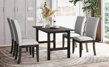 Load image into Gallery viewer, TOPMAX Farmhouse 5-Piece Wood Dining Table Set for 4, Kitchen Furniture Set with 4 Upholstered Dining Chairs for Small Places, Gray Table+Gray Chair