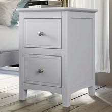 Load image into Gallery viewer, 2 Drawers Solid Wood Nightstand End Table in White
