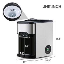 Load image into Gallery viewer, 3 in 1 Water Dispenser with Ice Maker Countertop, Portable Water Cooler, Quick 6 Mins Ice-making, Hot & Cold Water and Ice, Top Loading or Bottleless, Stainless Steel