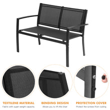 Load image into Gallery viewer, 4 Pieces Patio Furniture Set Outdoor Garden Patio Conversation Sets Poolside Lawn Chairs with Glass Coffee Table Porch Furniture (Black)