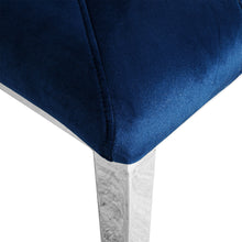 Load image into Gallery viewer, Modern luxury home furniture dinning room chairs chrome legs Blue velvet fabric dining chairs(Set of 2)