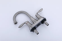 Load image into Gallery viewer, 2-Handle 4-Inch Brushed Nickel Bathroom Faucet, Bathroom Vanity Sink Faucets with Pop-up Drain and Supply Hoses