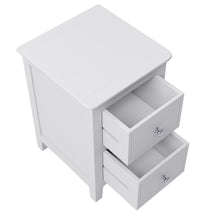 Load image into Gallery viewer, 2 Drawers Solid Wood Nightstand End Table in White