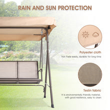Load image into Gallery viewer, 3 Person Outdoor Patio Swing,Steel Frame Textilene Seats Steel Frame Swing Chair,Beige