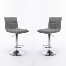 Load image into Gallery viewer, Modern Square PU Leather Adjustable Armless Kitchen Counter Bar Stools with Back, Set of 2, Counter Height Swivel Stool, Gray