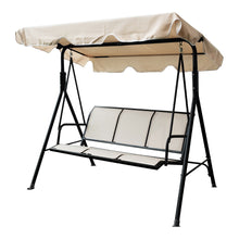Load image into Gallery viewer, 3-Seater Outdoor Adjustable Canopy Porch Swing Chair for Patio, Garden, Poolside, Balcony w/Armrests, Textilene Fabric, Steel Frame