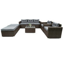 Load image into Gallery viewer, 6 Piece Patio Rattan Wicker Outdoor Furniture Conversation Sofa Set with Removeable Cushions and Temper glass TableTop