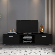 Load image into Gallery viewer, Black TV Stand for 70 Inch TV Stands, Media Console Entertainment Center Television Table, 2 Storage Cabinet with Open Shelves for Living Room Bedroom