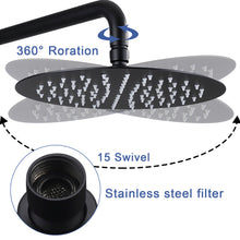 Load image into Gallery viewer, Shower System Shower Faucet Combo Set Wall Mounted with 10" Rainfall Shower Head and handheld shower faucet, Matte Black Finish with Brass Valve Rough-In