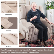 Load image into Gallery viewer, 【ONLY SELL TO PICK UP BUYER】TREXM Heavy-Duty Power Lift Recliner Chair with Built-in Remote and 2 Castors (Beige)