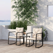 Load image into Gallery viewer, 3 Pieces Patio Set Outdoor Patio Furniture Sets Modern Rocking Chair Furniture Sets Clearance Cushioned Chairs Conversation Sets with Coffee Table for Yard and Bistro (Beige)