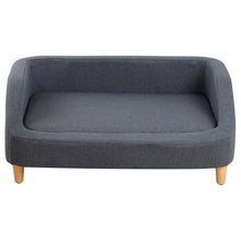 Load image into Gallery viewer, 37" GRAY Pet Sofa, Dog Sofa, Cat sofa, Cat Bed, Pet Bed, Dog Bed, Cat Bed, rectangle sofa with movable cushion, with wood style foot