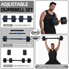 Load image into Gallery viewer, (Total 58lbs, 29lbs each) Adjustable Dumbbell Barbell Weight Pair TOTAL 58 LBS, Dumbells weights Set, Free Weights Dumbbells 2 in 1 sets with connector, Adjustable Weights Dumbbells Set for Home Gym